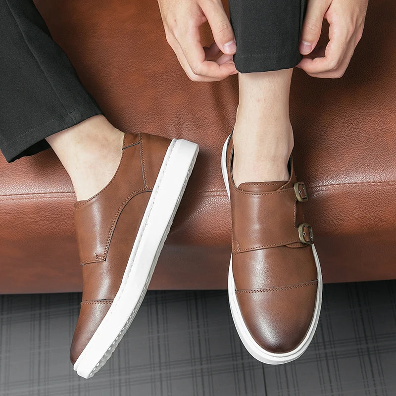 Côté intérieur  mocassin à boucle homme marron