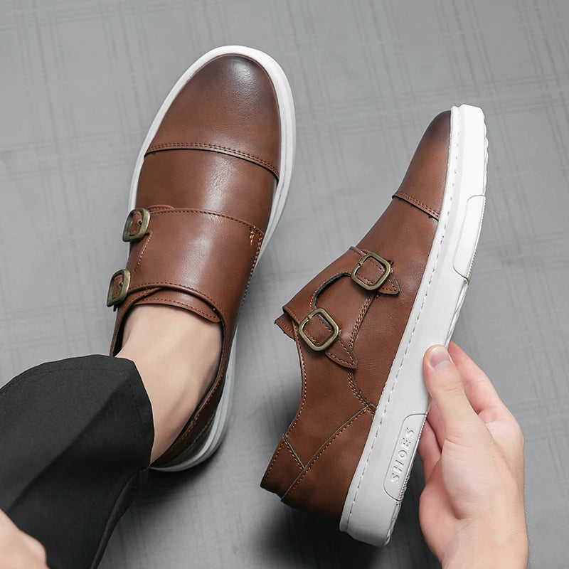 Côté mocassin à boucle homme marron