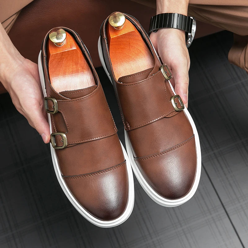 Dessus mocassin à boucle homme marron